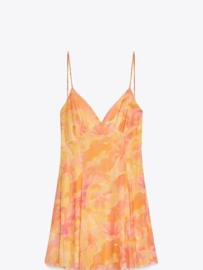 Zara Yellow Pink Floral Mini Dress